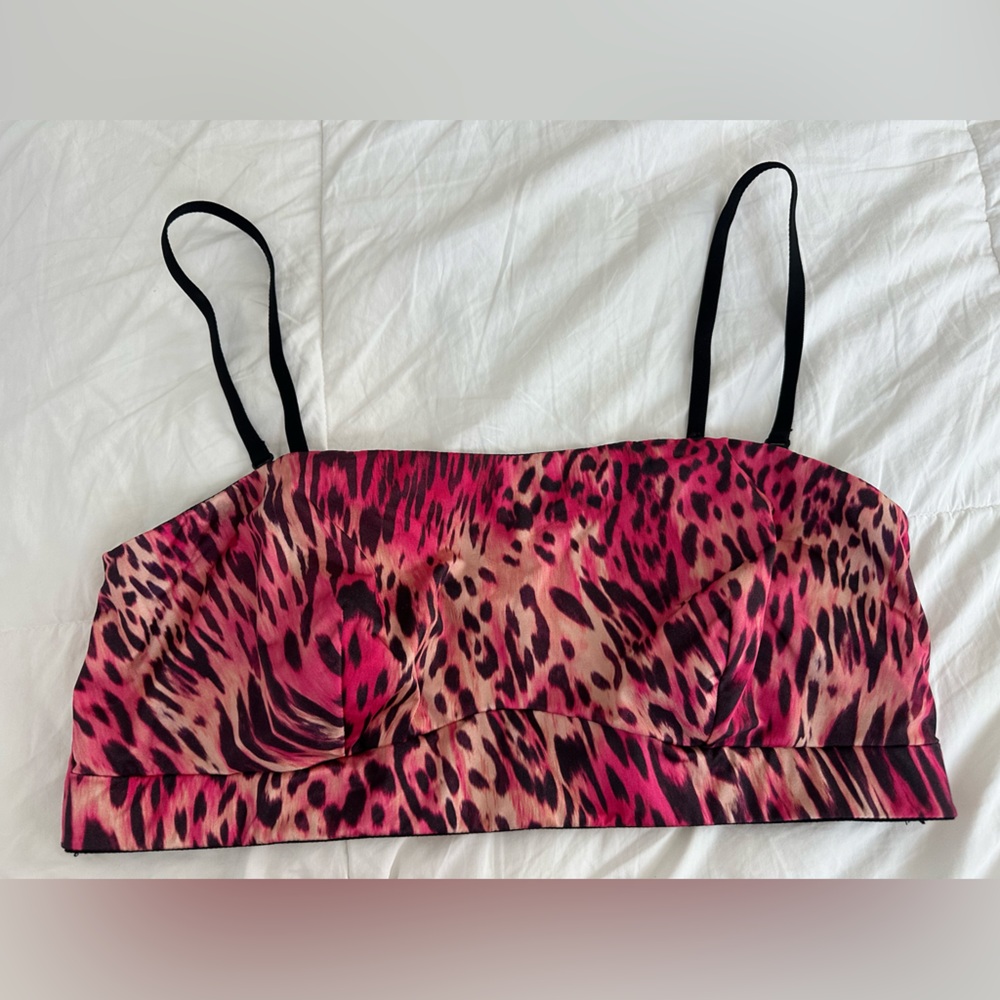 YITTY top strapless removable straps pink cheetah X-LARGE